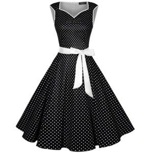 NWT Retro Style Polka Dot Fit & Flare Cocktail Dress, Black & White, Size XL